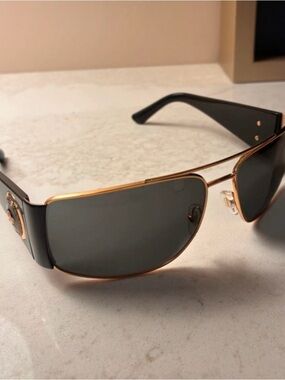 Versace Black and Gold Men's Shield Sunglasses